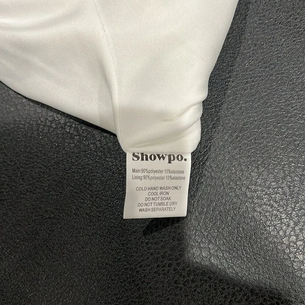 Womens White Strapless Mesh Rushed Thong Showpo Isabella Bodysuit Size 8 NWT - Picture 8 of 10